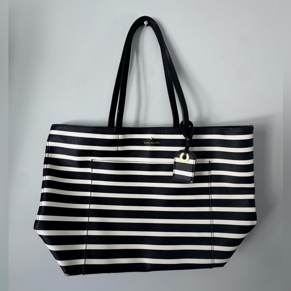 Kate Spade Black and White Striped Tote